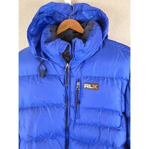 Polo Sport RLX Down Puffer Jacket Womens L Hooded Full Zip Blue Vintage Ski Snow